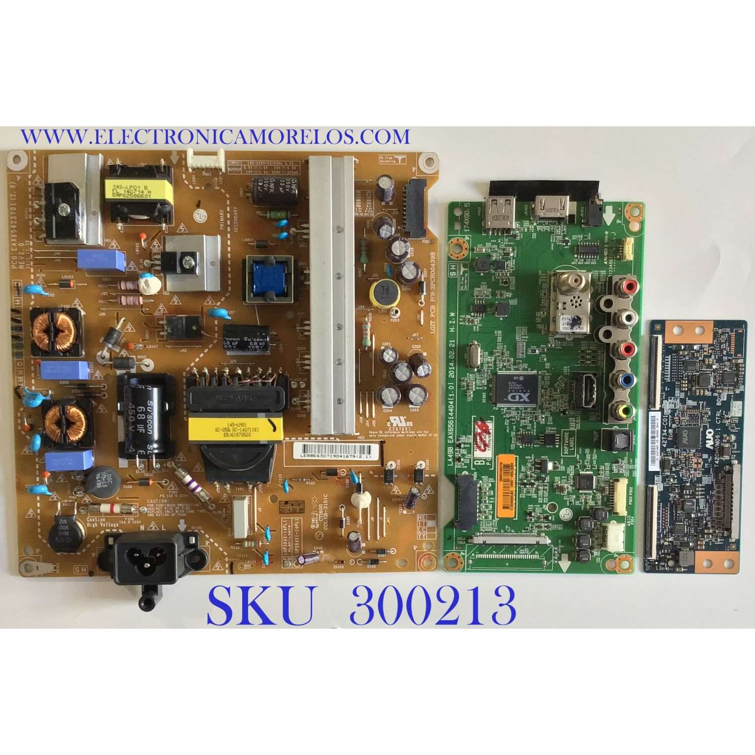 KIT DE TARJETAS PARA TV LG / MAIN EBT63092612 / EAX65614404 / EAX65614404(1.0) / FUENTE EAY63071904 / LGP3942-14PL1 / 63071904 / EAX65423701 / T-CON 5542T34C03 / 42T34-C01 / 55.42T34.C03 / PANEL LC420DUE (MG)(AQ) 42LB5600-UZ / 42LB5600-UZ.BUSDLJR